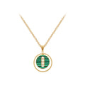 18K Gold Plated Stainless Steel Jewelry Beads Chain Hollow Green Round Zircon Pendant for Women Party Necklace P233422