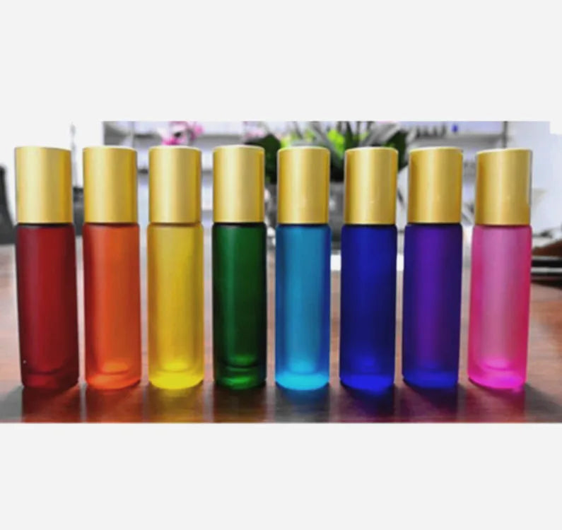 Matte Pink/rainbow 10ml Glass Roll on Bottle With Matte Gold Lid/cap Perfume Essential Oil Bottle MegaBDM
