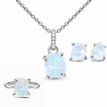 925 Sterling Silver Natural Raw Gemstone Jewelry Earrings Blue Moonstone Rings Natural Moonstone Necklace