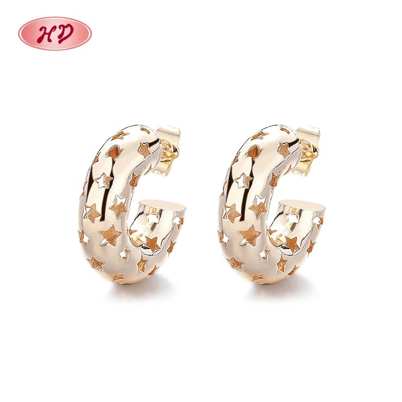 Earrings for Girls Exquisite Hollow Hanging Zircon Earrings Wholesale Fashion Jewelry in 18K Gold-Plated