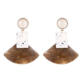 Fashion Unique Designer Marble Resin Opal Agate Amber Scalloped Delicate Charm Earrings for Women