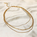 New Vintage Gold Plated Paperclip Box Chain Layered Stainless Steel Link Chains Triple Layer Fashion Jewelry Chokers Necklaces