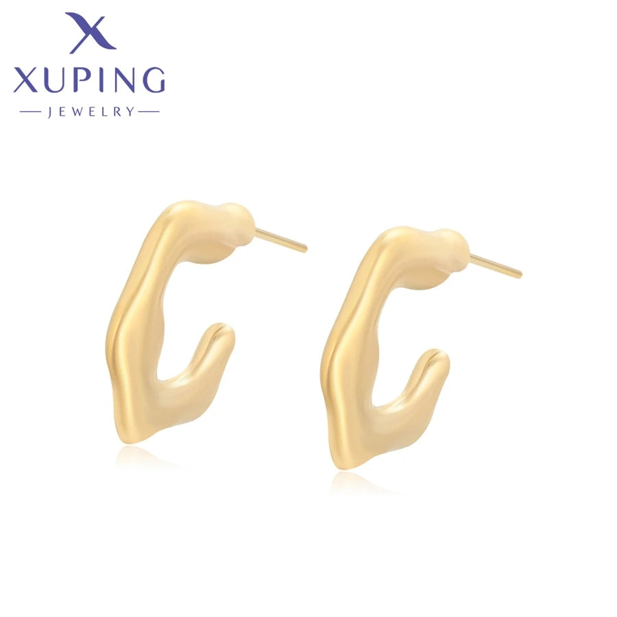 XUPING T000969541 Hexagonal Half-open Design Female Stainless Steel Jewelry Simple Series Fashion Simple 14K Gold Color Earring
