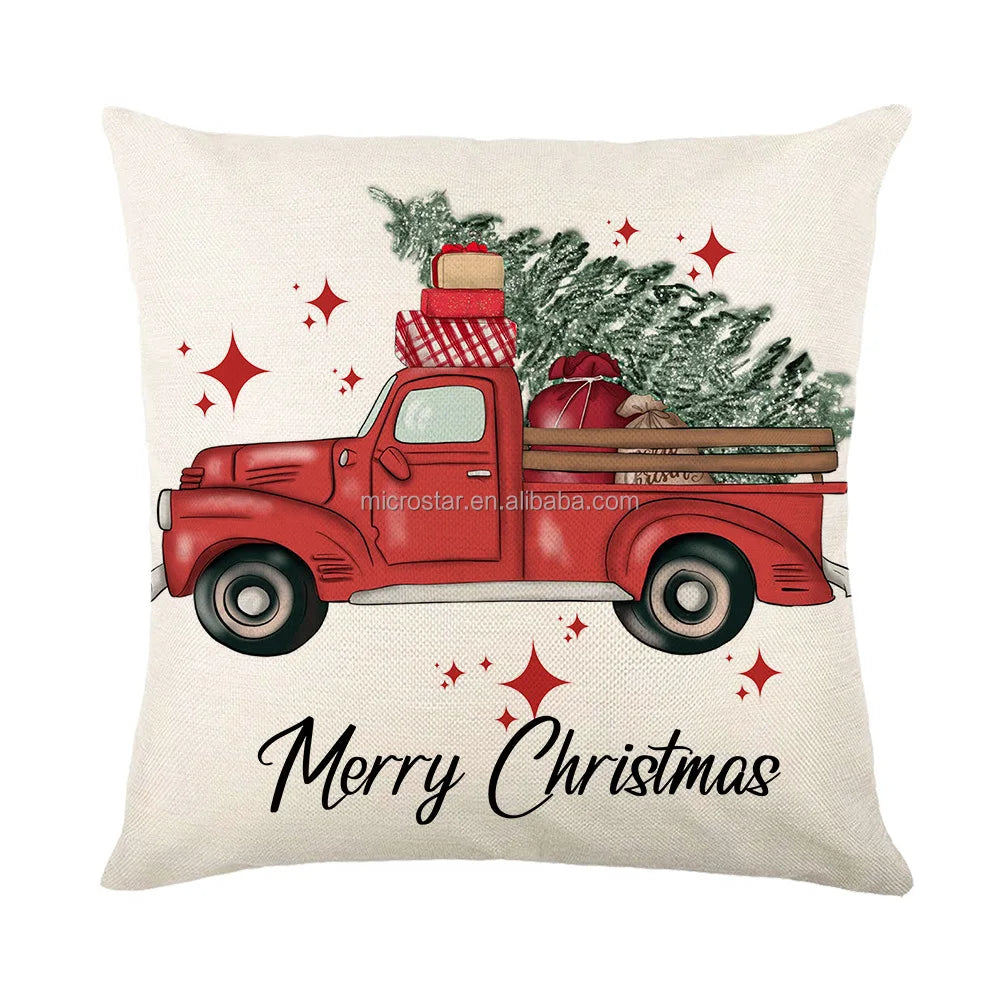 Christmas Pillow Case Letter Pillow Case Christmas Cushion Cover Sofa Pillow Elk Santa Cushion Cover Decoration Pendulum