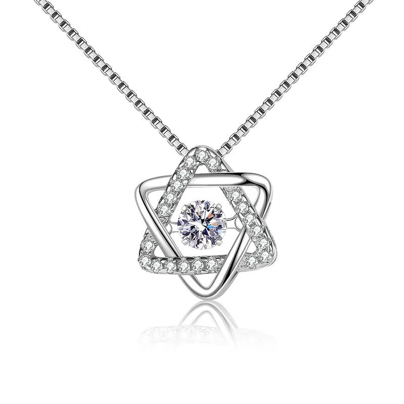 S925 Sterling Pentagram Star Moissanite Pendant Necklace Advanced Gold Silver Plated Engagement Anniversary Pearl Choker Jewelry