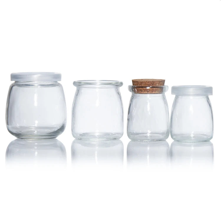 Wholesale Empty 50Ml 100Ml 150Ml 200Ml Pudding Yoghurt Glass Jar Dessert Glass Bottle Milk Glass Jars With Lid