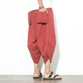 Summer Cotton Harem Pants Men Casual Hip Hop Trousers Cross Bloomers Calf-Length Pants Joggers Streetwear