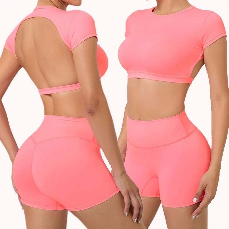 High-Waisted Yoga Suit Elastic Belly Compression Quick Dry Fitness Women's Sets Gym Fitness Sets Women's Clothing