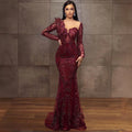 Luxury Evening Dresses Beaded Puff Sleeves Slim Mermaid Elegant Evening Dress for Women