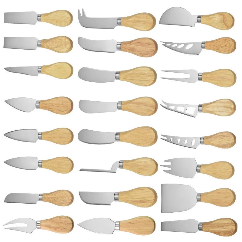 Steel Stainless Cheese Knives with Bamboo Wood Handle Cheese Slicer Cheese Cutter Butter Knife Kitchen Baking Tool