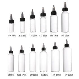 PET 30ml 50ml 60ml 100ml Liquid Squeeze Bottle Sauce Bottles with Scale Twist Cap Dispensing Caps Dropper Bottles