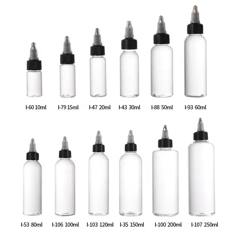 PET 30ml 50ml 60ml 100ml Liquid Squeeze Bottle Sauce Bottles with Scale Twist Cap Dispensing Caps Dropper Bottles