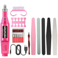 Tamax NAK015 Nail Drill Bit Set with Polish Buffer File Nails Pusher and Toe Separator Duest Clean Brushes Manicure Tool