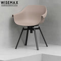 WISEMAX FURNITURE Modern Dining Room Furniture Black Office Chair Curved Backrest PP Plastic Dining Chair with Swivel Metal Base