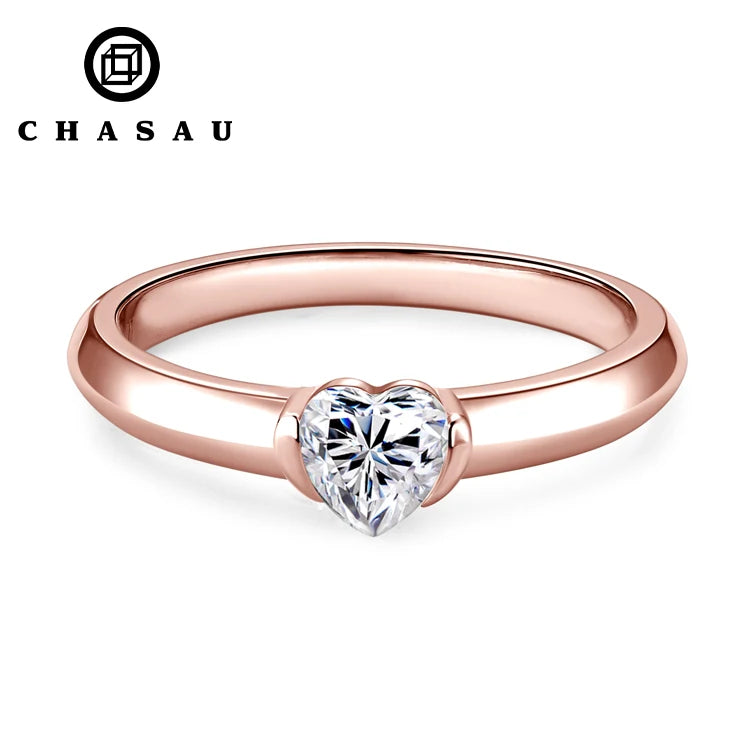 Hot Sell Wholesale Price 925 Sterling Silver 0.5ct Heart Shaped Moissanite Solitaire Engagement Ring for Women