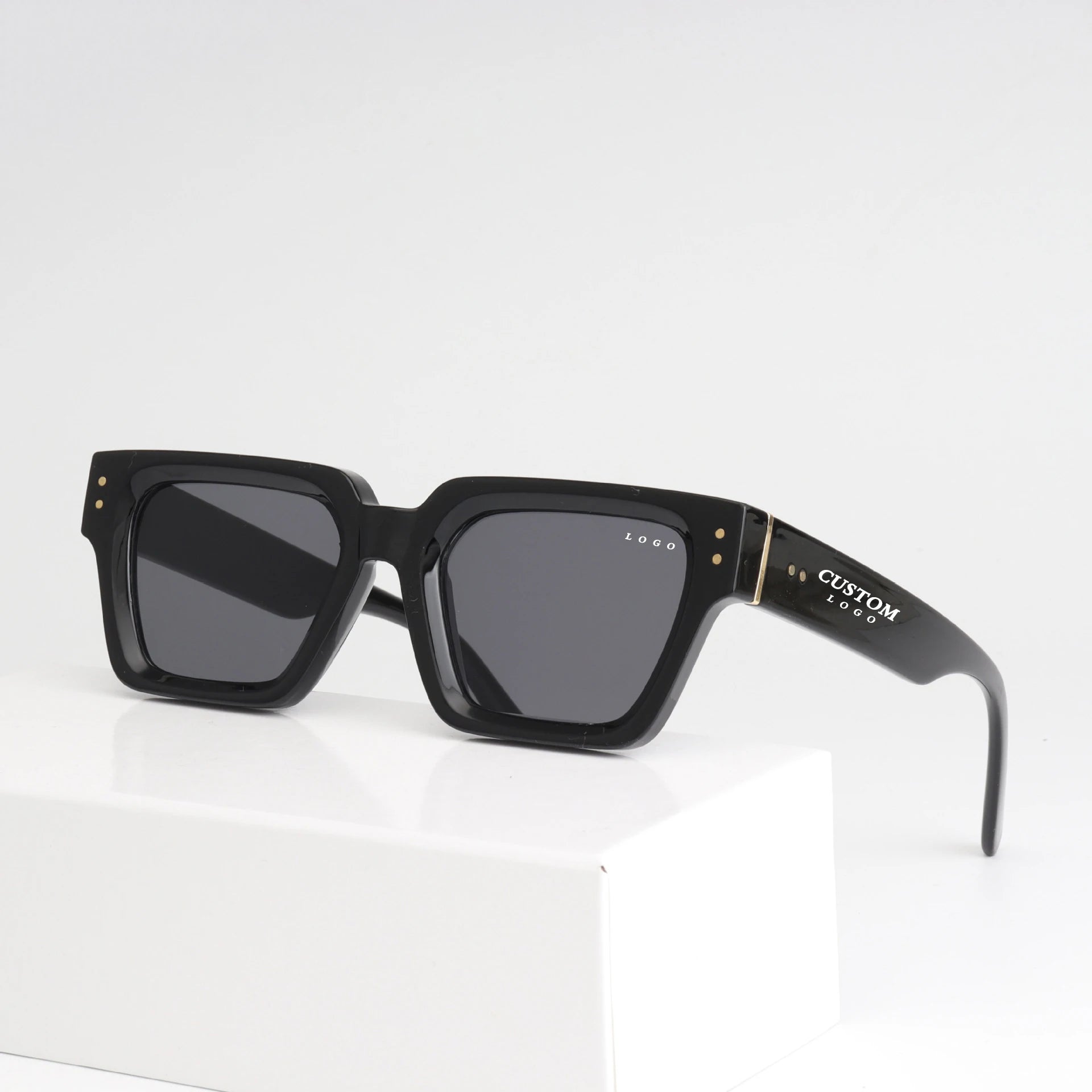 Whole Luxury Custom Premium Shades Designer Black Brand Sunglasses Mens Thick Square Frame Sunglasses for Men Women Chunky