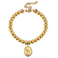 Fashion Chic Trendy Stainless Steel Beads Chain Bracelet Jewelry with Blessed Virgin Mary Pendant Charm
