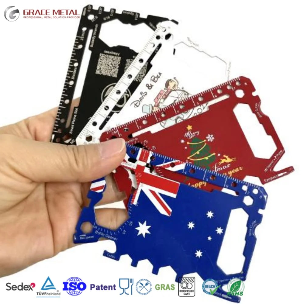 Promotion X- Best Business Gift Custom QR Code Name Credit Card Multitool 46 in 1 Wallet Cutter Opener Pocket Survival Card Tool