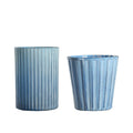 Wholesale Vertical Stripe Design Candle Container Votive Blue Glass Candleholde
