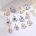 14K Gold Plated Zircon Pendant Rose Flower Rabbit Necklace Diy Jewelry Shell Pearl Embossed