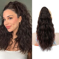 16" Curly Wavy Pony Tail Claw Clip on Ponytail Extension Fluffy Natural Looking Synthetic Hair Piece for Women