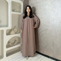 LM021 Balloon Sleeve Crepe Slip Abaya Dress Inner Bubble Sleeves Muslim Women Islamic Clothing Umrah Prayer Dress Modest