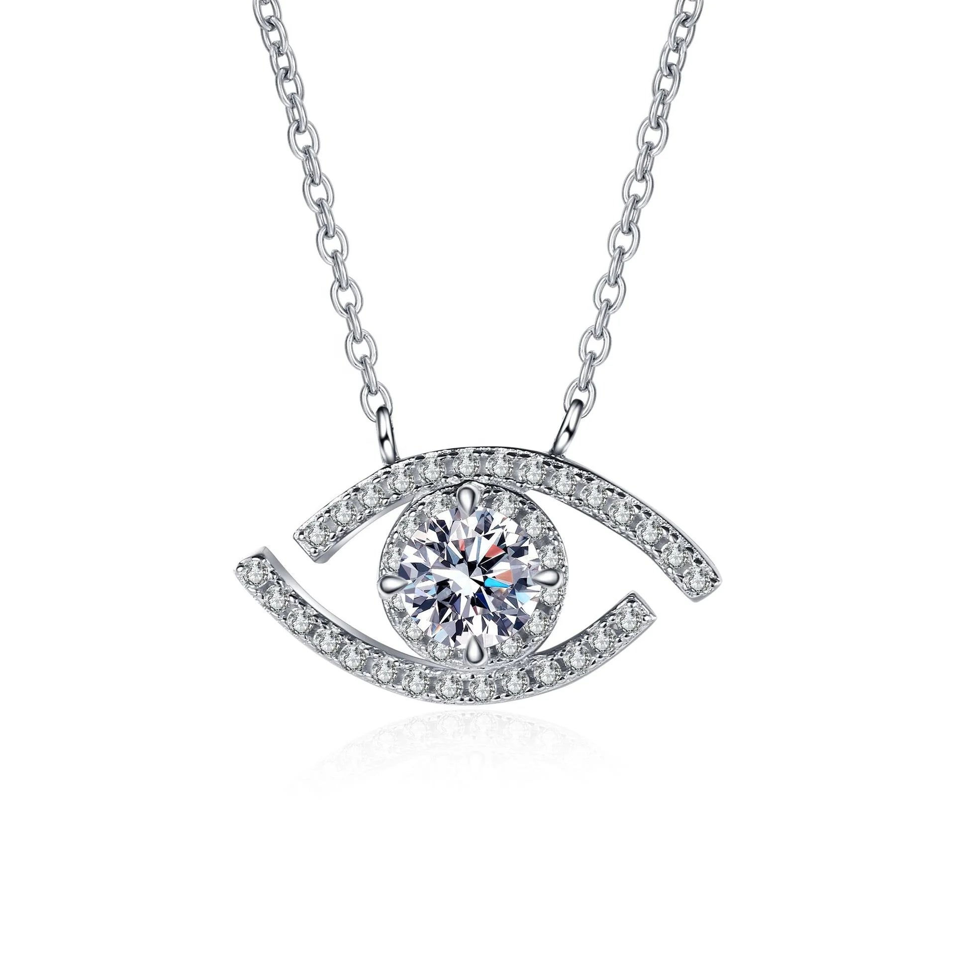 Exquisite VVS Moissanite Evil Eye Necklace 925 Sterling Silver Jewelry Necklace Mosinite Diamonds Necklace
