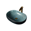 China Color Glazed Blue Green Contemporary Design 12L Eco-Friendly Water Resistant Countertop Ceramic Bathroom Face Sink Square
