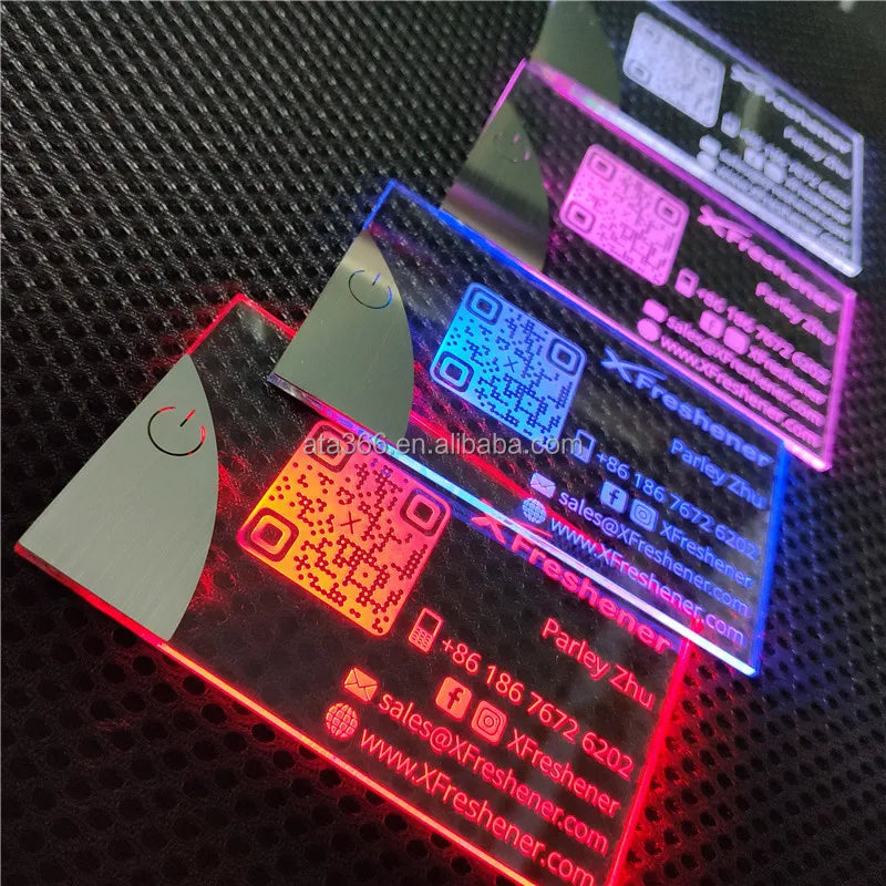 2 Custom LED NFC RFID Digital Business Card Video Holographic Business Cards With Logo Luxury Packaging Printing