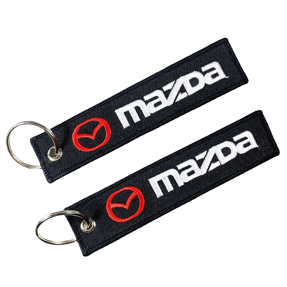 Two-Sided Car Embroidery Key Ring by Manufacturer Metal Logo Design Weaving Mark Characters Pendant Button