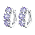 925 Sterling Silver Purple Zircon Stacked Star Ear Buckles Lavender Flower Hoop Earrings for Women Elegant Jewelry Gift SCE1533