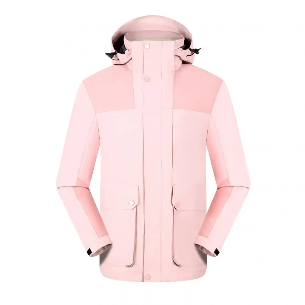 Custom Design Men's Hooded PolyesterJacket Front Waterproof Windproof Breathable Winter Hiking Sports Jacket Microfleece Lining