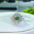 SGARIT Natural Diamond Jewelry 18K White Gold VS2 1.00CT Green Diamond Ring Certificate Real Diamond Jewellery Luxury Ring