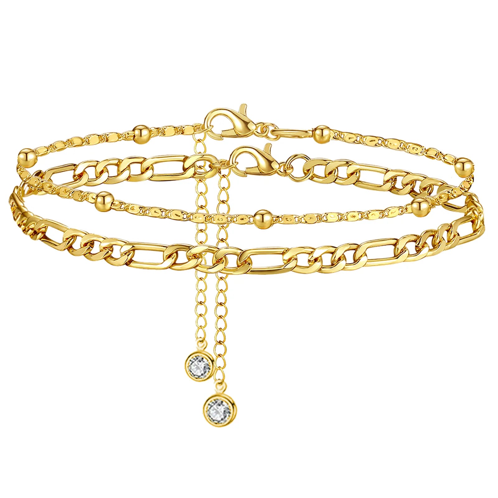 2022 Promotion New Design Ladies Rose Gold Steel Anklet Stainless Steel Double Layer Anklet