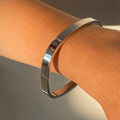J&D Steel Color Stainless Steel 6mm Square Polished Clasp Bangle Bracelet 50x60mm Classic Square Shape Design