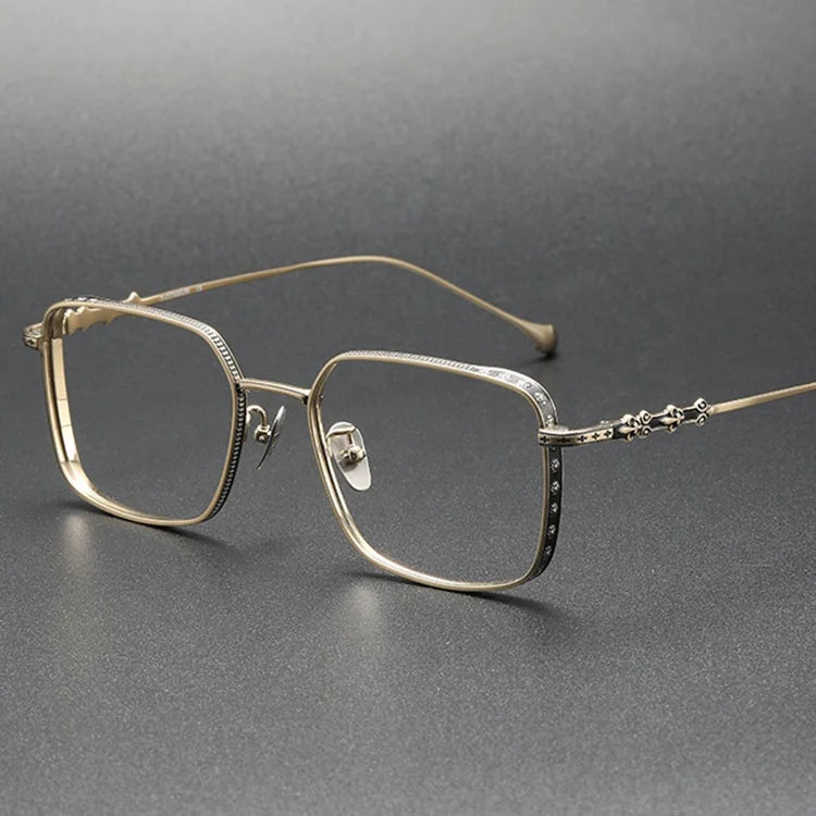 Japan Titanium Square Gape Men's Eyewear Good Optical Spectacle Prescription Glasses Solid Pattern Online Shopping