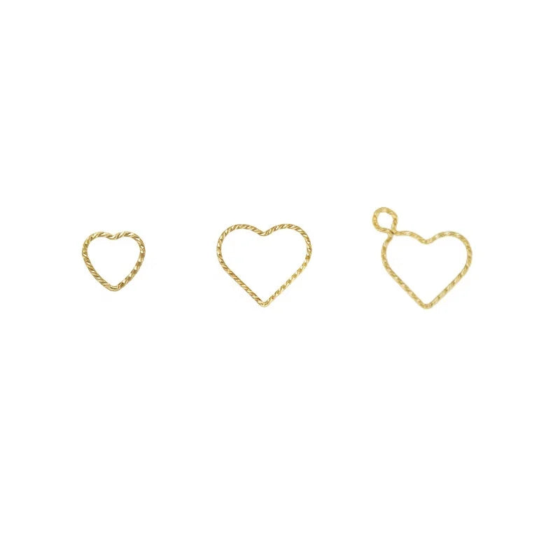 Vintage 14k Gold Filled Sparkle Heart Shape Ring for Jewelry Making Connector