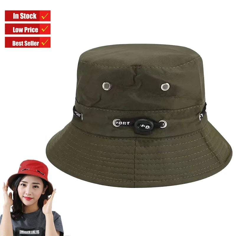 Low Price Custom Drawstring Fisherman Hat Cycling Travel Reversible Basin Panama Hat Sun Protection Hip Hop Foldable Bucket Hat