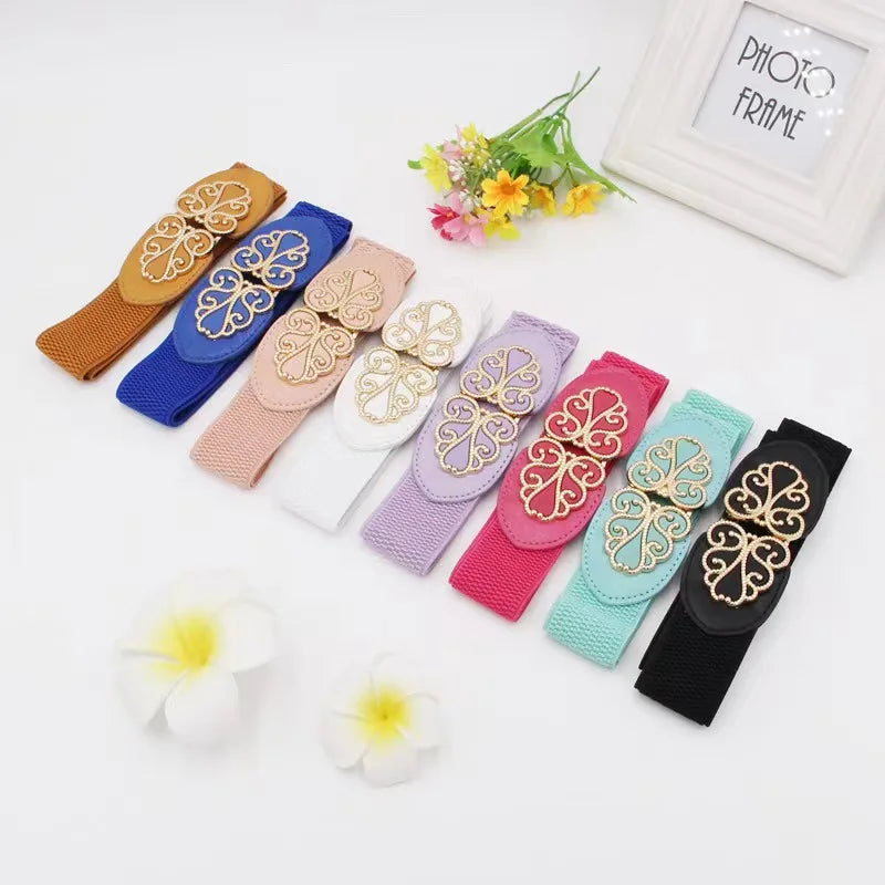 Women Belt Pu Leather New Elastic Belt Women's Wide Waist Cover Fashion Elastic Waist Cover Versatile Dress Belt