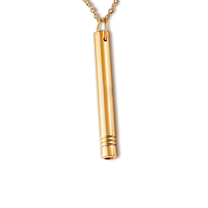 Fashion Stainless Steel Anti-Anxiety Whistle Relaxing Breath Charm Necklace Wholesale