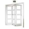 Modern Australian House Design Solid Wooden Bifold Frame Glass Inserted Sliding Folding Patio Balcony Doors Finished for Hotels