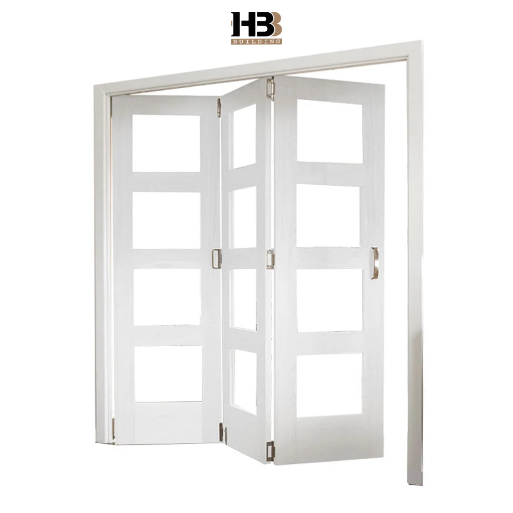 Modern Australian House Design Solid Wooden Bifold Frame Glass Inserted Sliding Folding Patio Balcony Doors Finished for Hotels