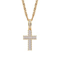 CN146 Gold Plated Iced Out Brass CZ Cross Pendant & Cuban Chain Hip Hop Engagement Necklace
