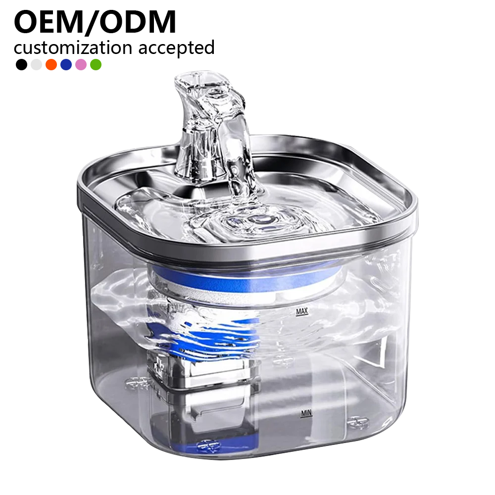 Hot Sale Stainless Steel Cat Automatic Water Feeder Smart Pet Water Dispenser with Plastic Pool for Cats