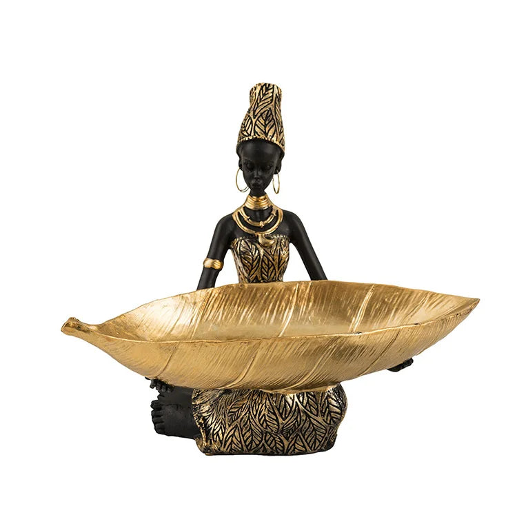 Wholesale African Black Woman Fruit Tray Resin Home Fruit Tray Decoration for Living Room Tabletop Home Modern Decor