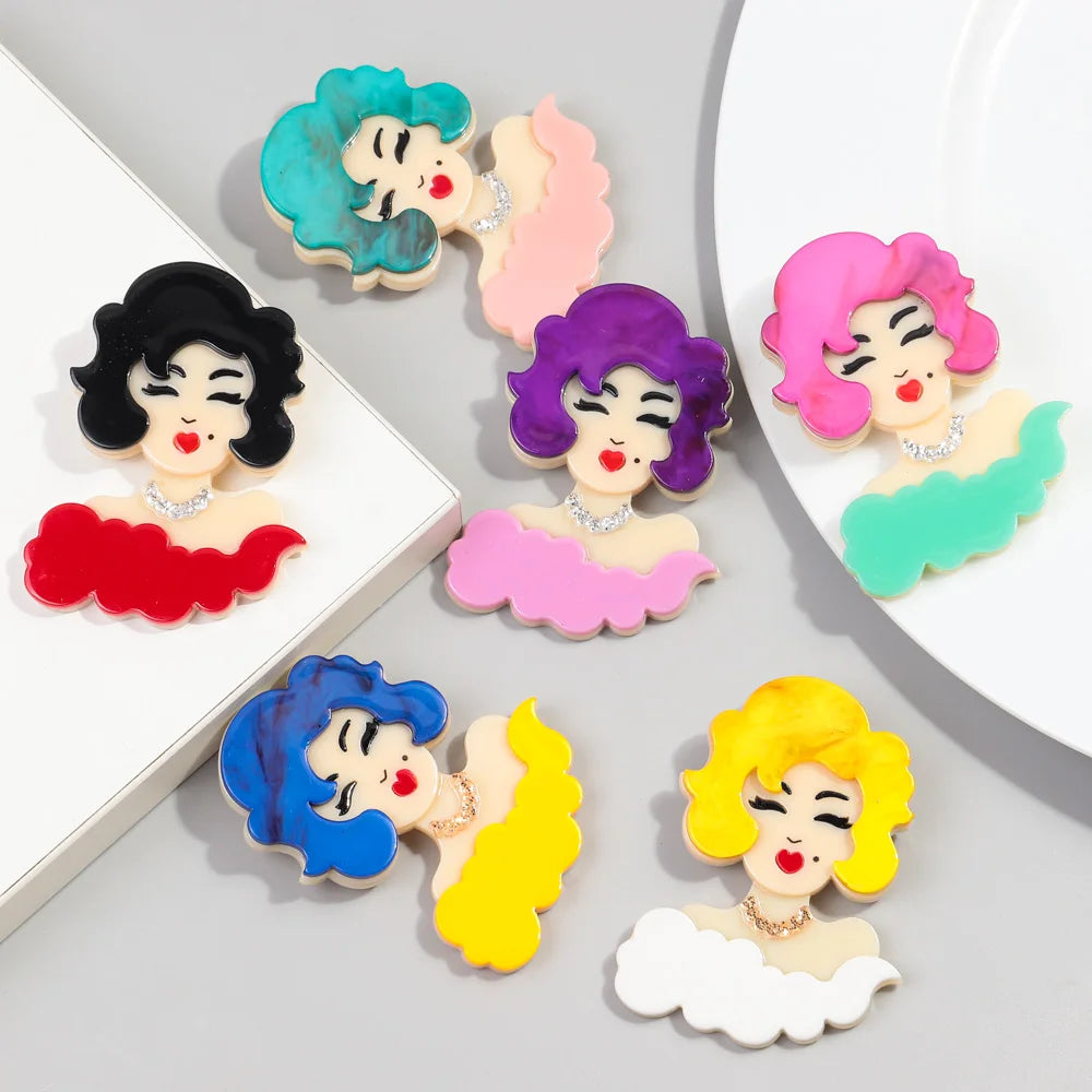 New Fashion Clothing Accessories Famous Actress Colorful Hair Glitter Crystal Necklace Resin Corsage Acrylic Brooch