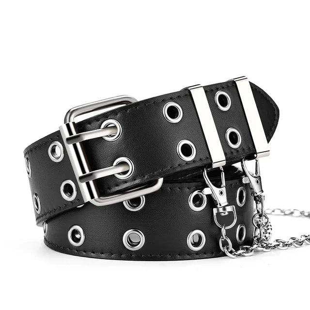 Women Belt PU Leather Pin Buckle Belts Chain Luxury for Genuine Leather Style Buckle Jeans Decorative Ladies Retro Punk MegaBDM