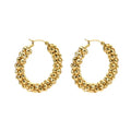 Fashion Jewelry New Hyperbole Circle Hoop Earrings 24K Gold Grain Round Chunky Big Stainless Steel Hoop Earrings