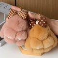 Custom Small Size 12cm Rabbit Fur Plush Keyrings Gift Cute Bow Bunny Keychain Soft Fluffy Kids Toys Handbag Accessory