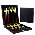 Exquisite 16pcs Cutlery Set Stainless Steel Party Red Flatware Set with Gift Box